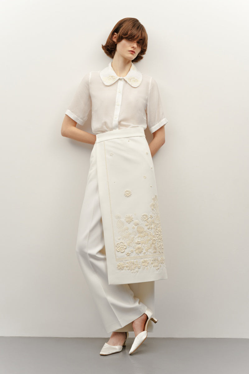 MILK EMBROIDERED PLAKHTA MIDI SKIRT