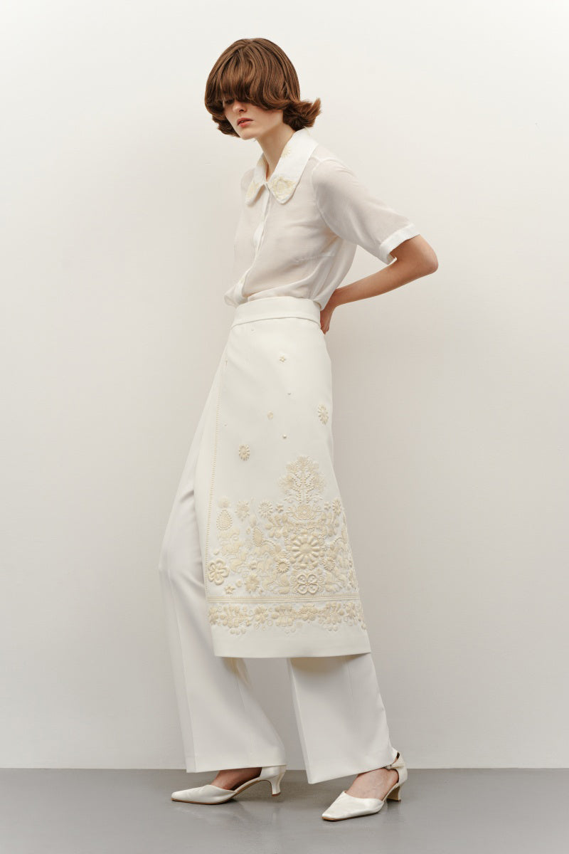 MILK EMBROIDERED PLAKHTA MIDI SKIRT
