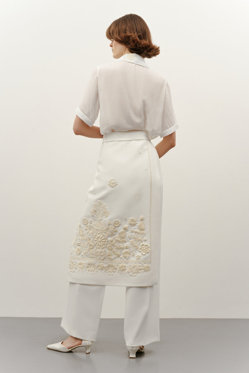 MILK EMBROIDERED PLAKHTA MIDI SKIRT