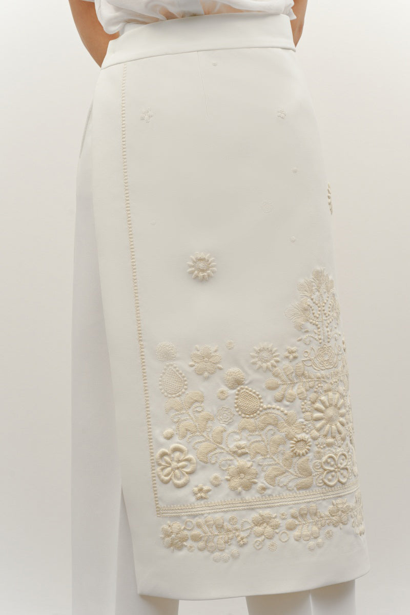MILK EMBROIDERED PLAKHTA MIDI SKIRT