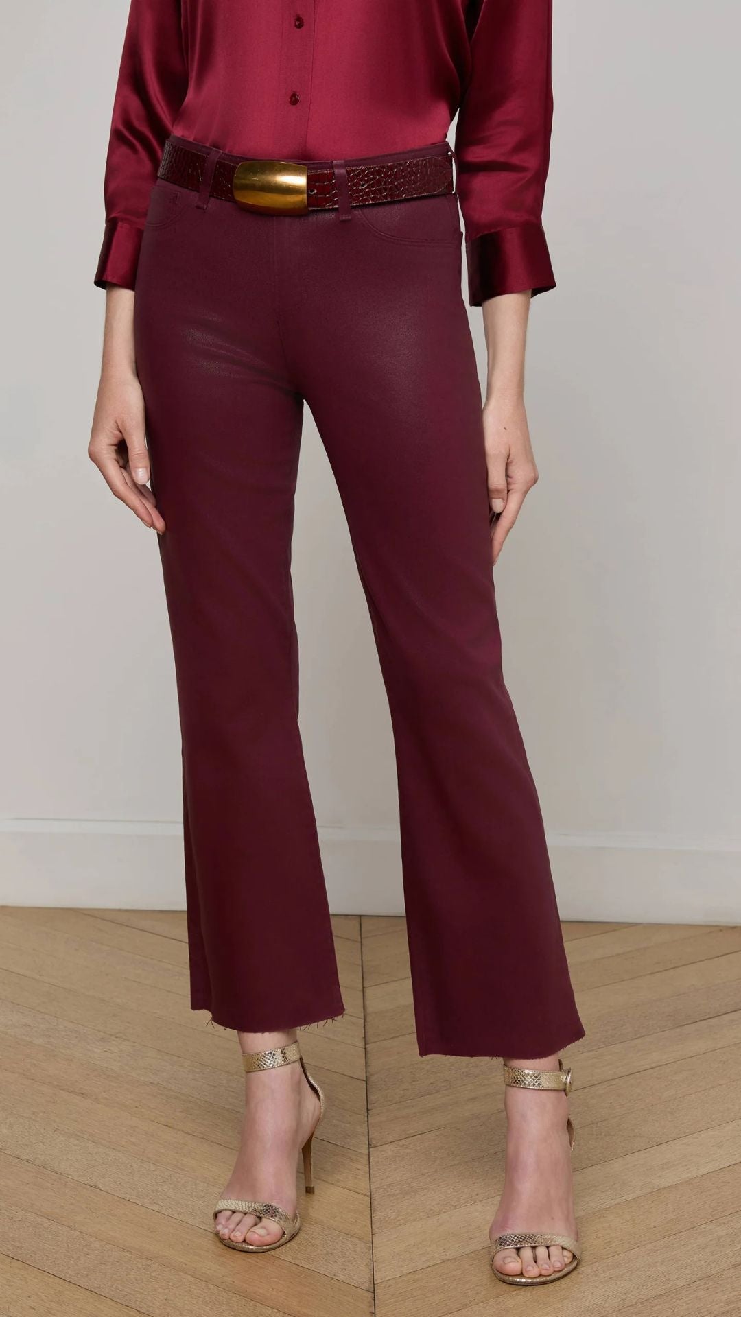 Kendra Coated Cropped Flare Jean