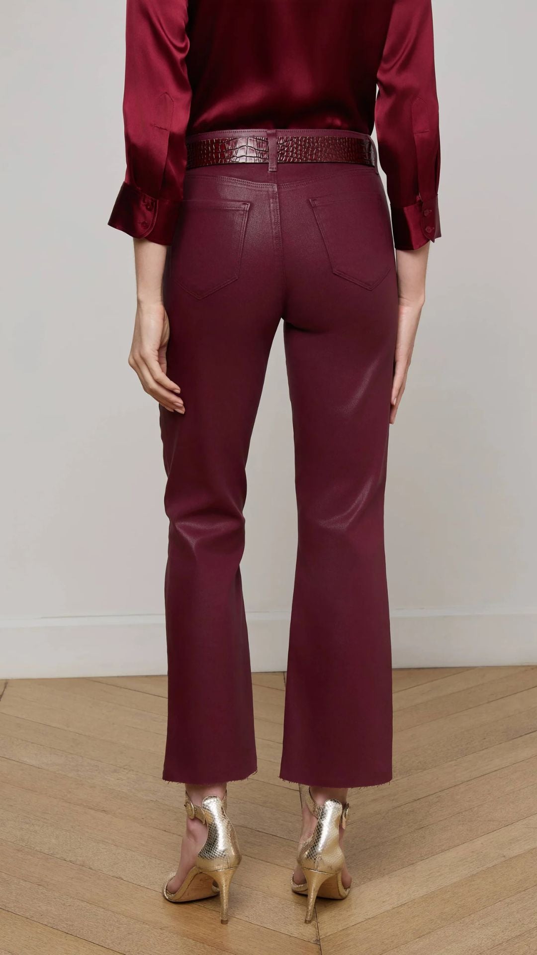 Kendra Coated Cropped Flare Jean