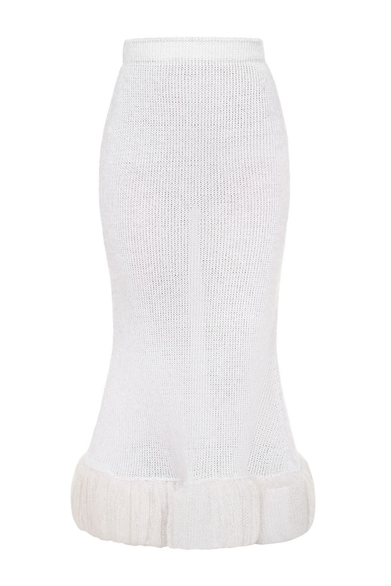 KNITTED MAXI SKIRT IN WHITE