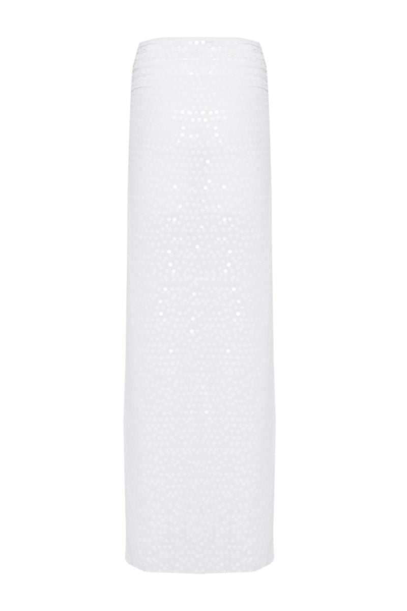 SEQUIN LIGHT MAXI SKIRT IN WHITE