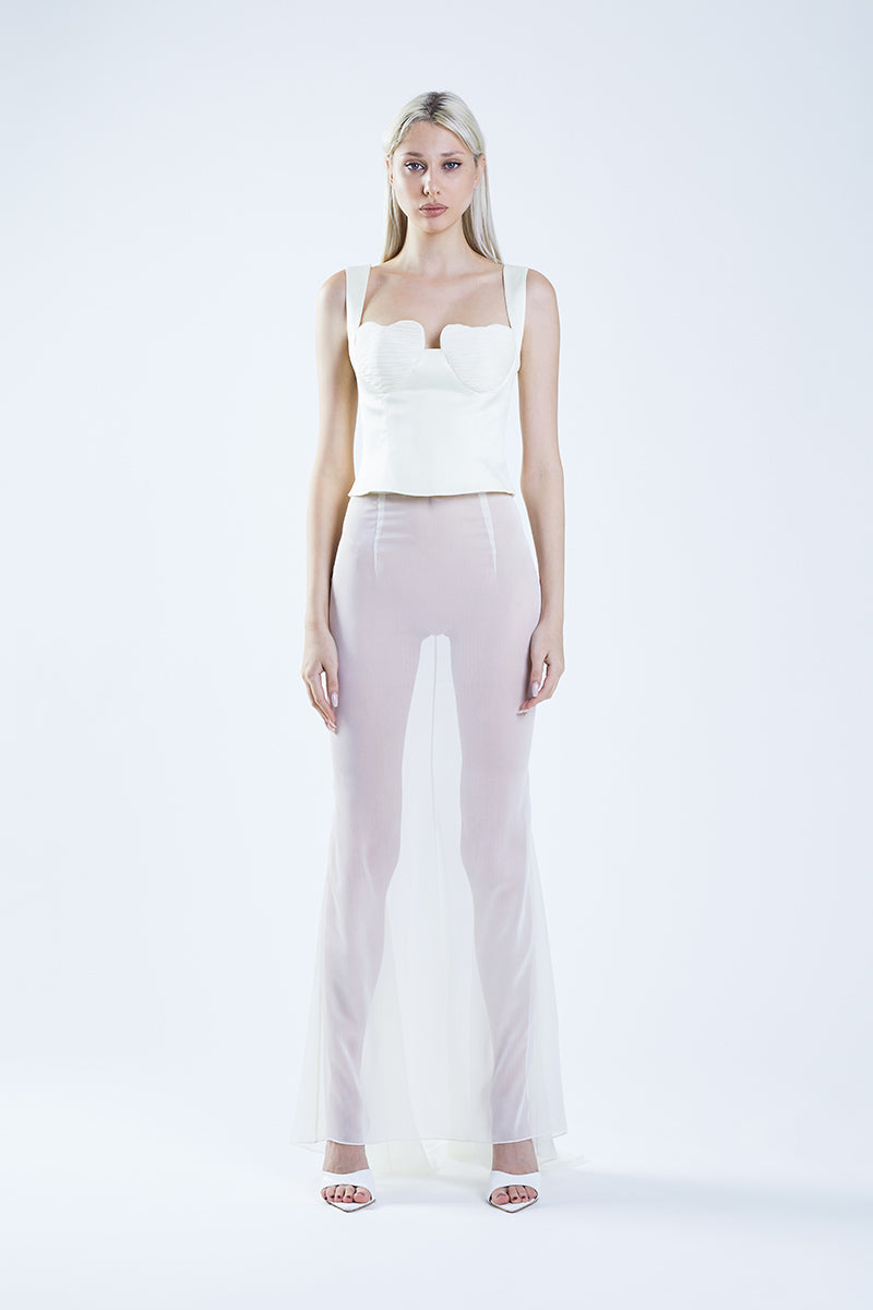 CLASSIC FISHTAIL WHITE MAXI SKIRT