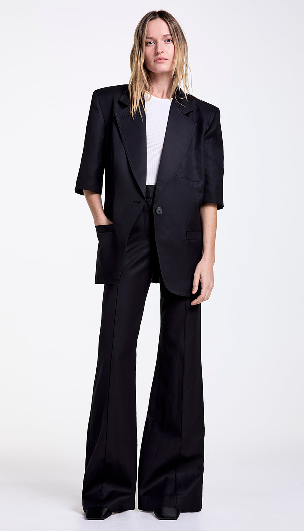 Wide Leg Pintuck Trouser