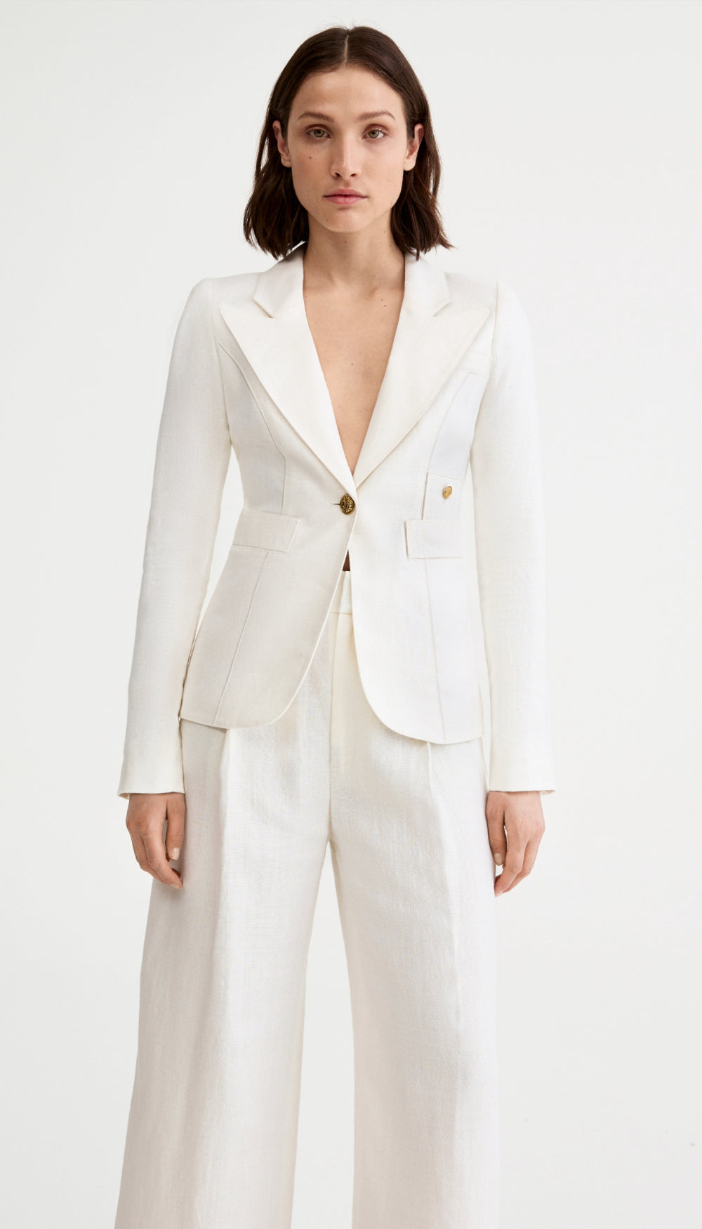 Linen Cropped Pleated Trouser