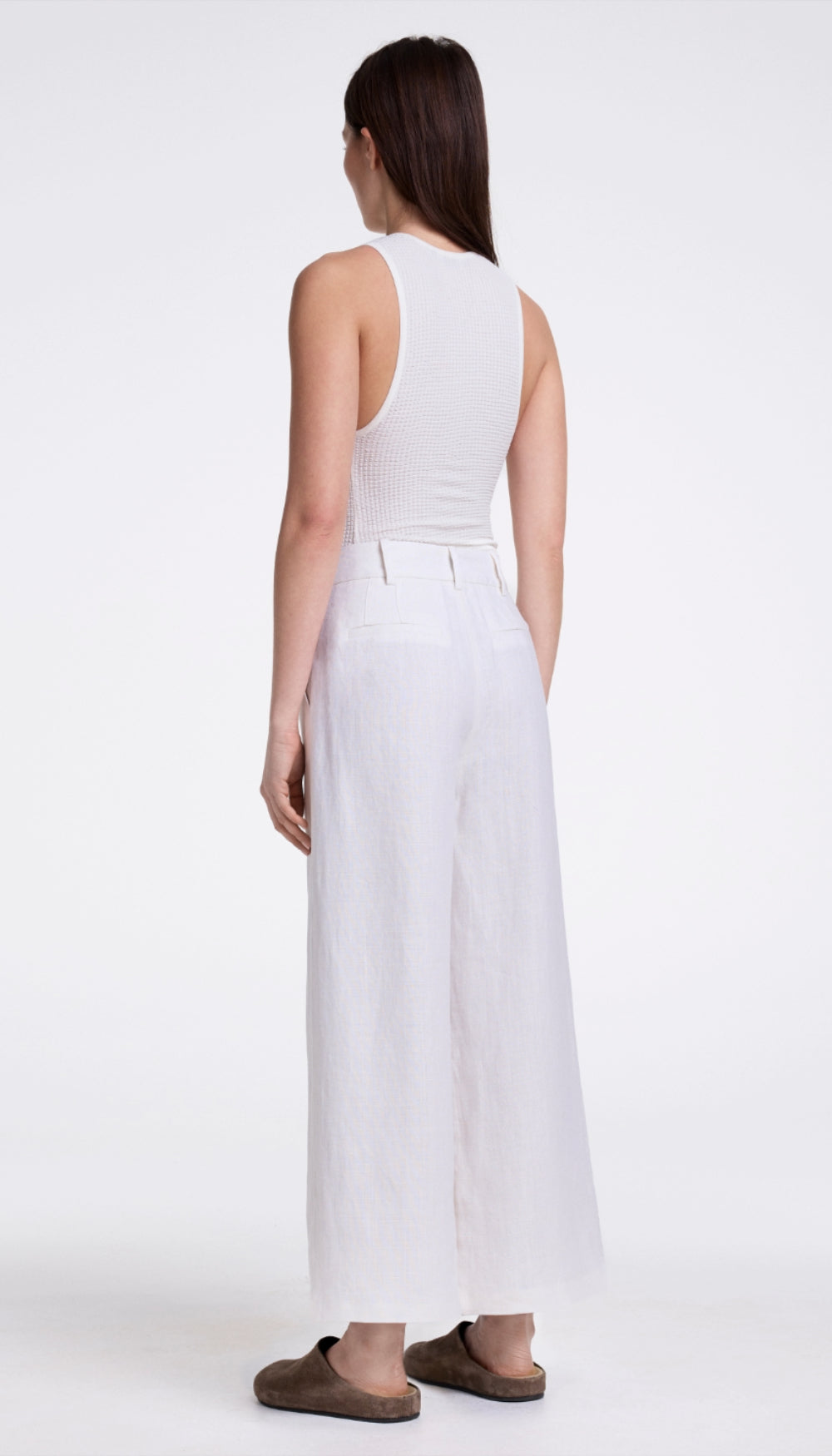 Linen Cropped Pleated Trouser