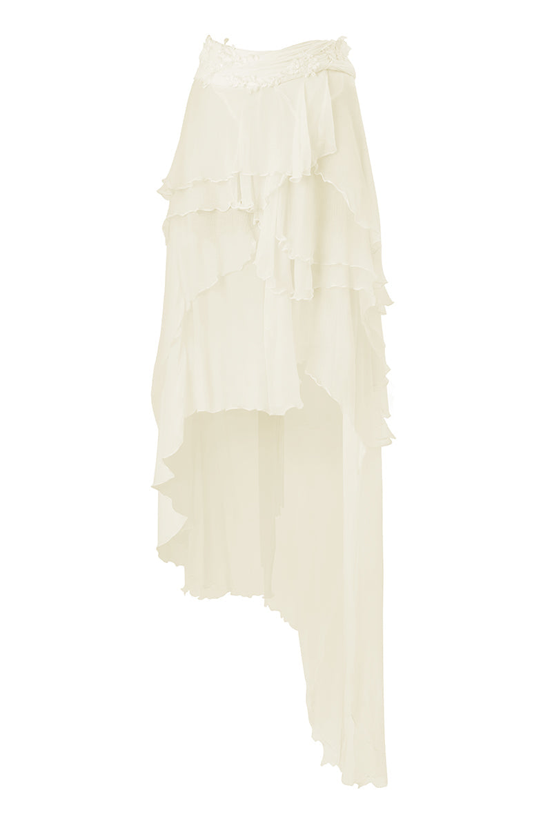FAIRY LACE LAYERED MAXI SKIRT IN LIGHT YELLOW