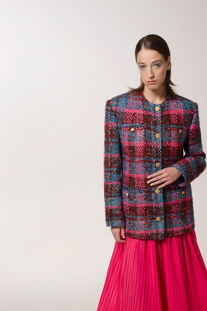 FUCHSIA SILK MAXI SKIRT