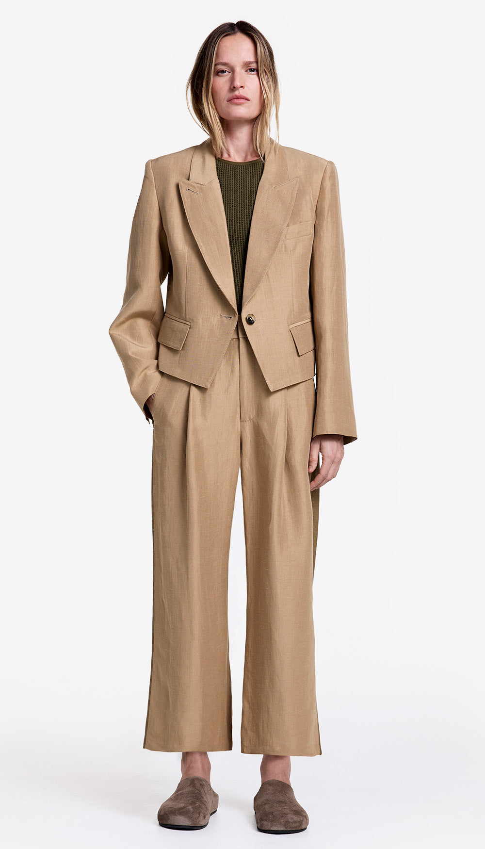 Tux Stripe Crop Pleated Trouser