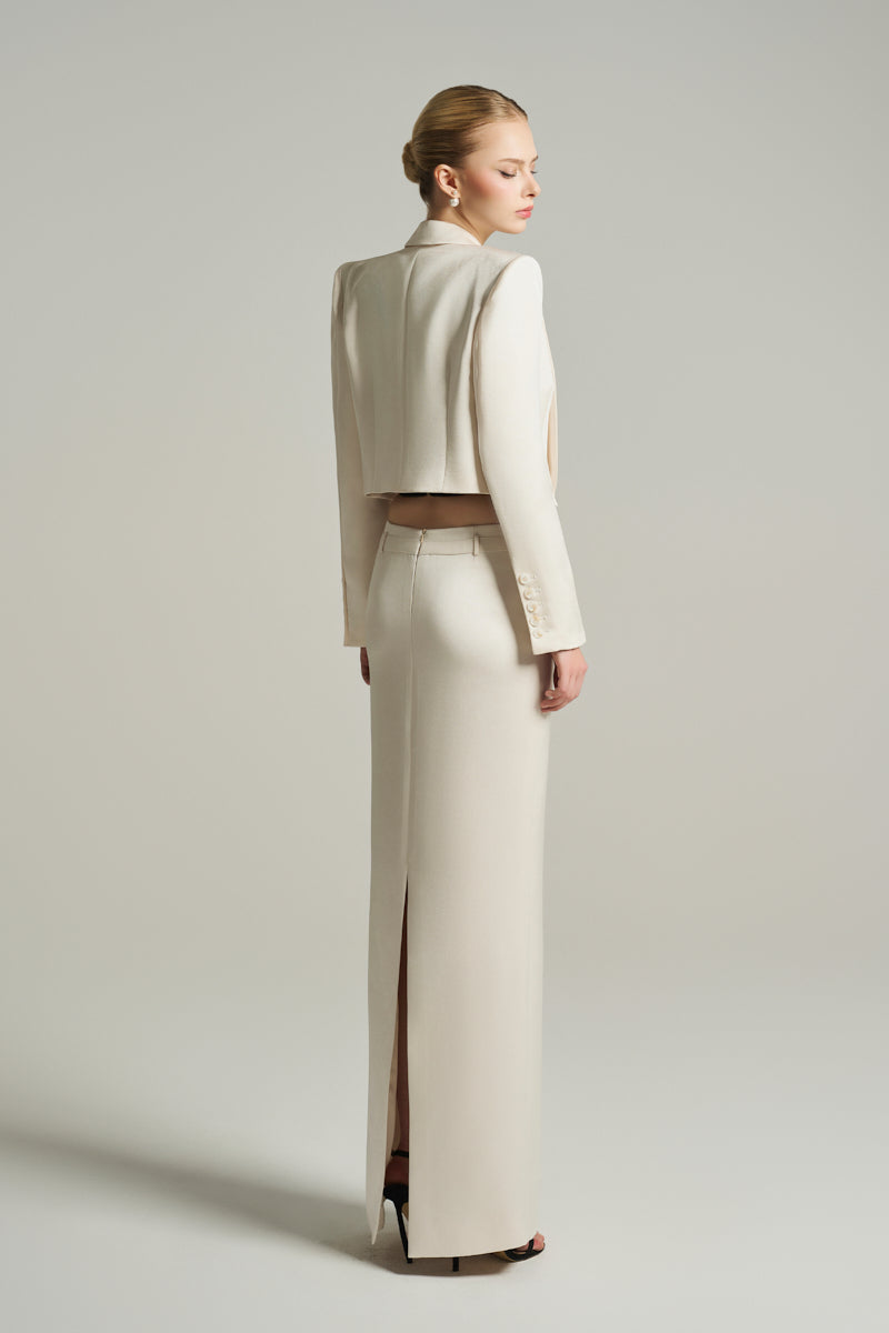 SILK LOW RISE MAXI SKIRT IN IVORY