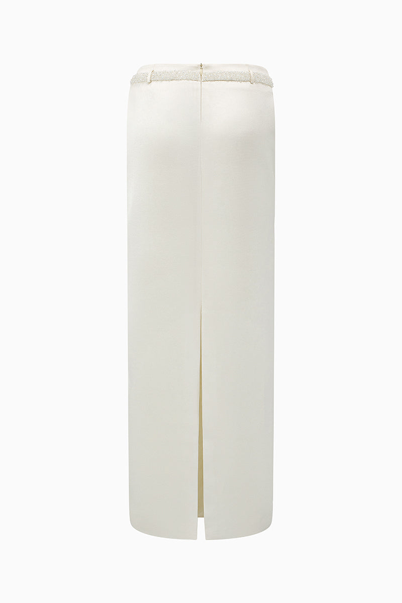 SILK LOW RISE MAXI SKIRT IN IVORY