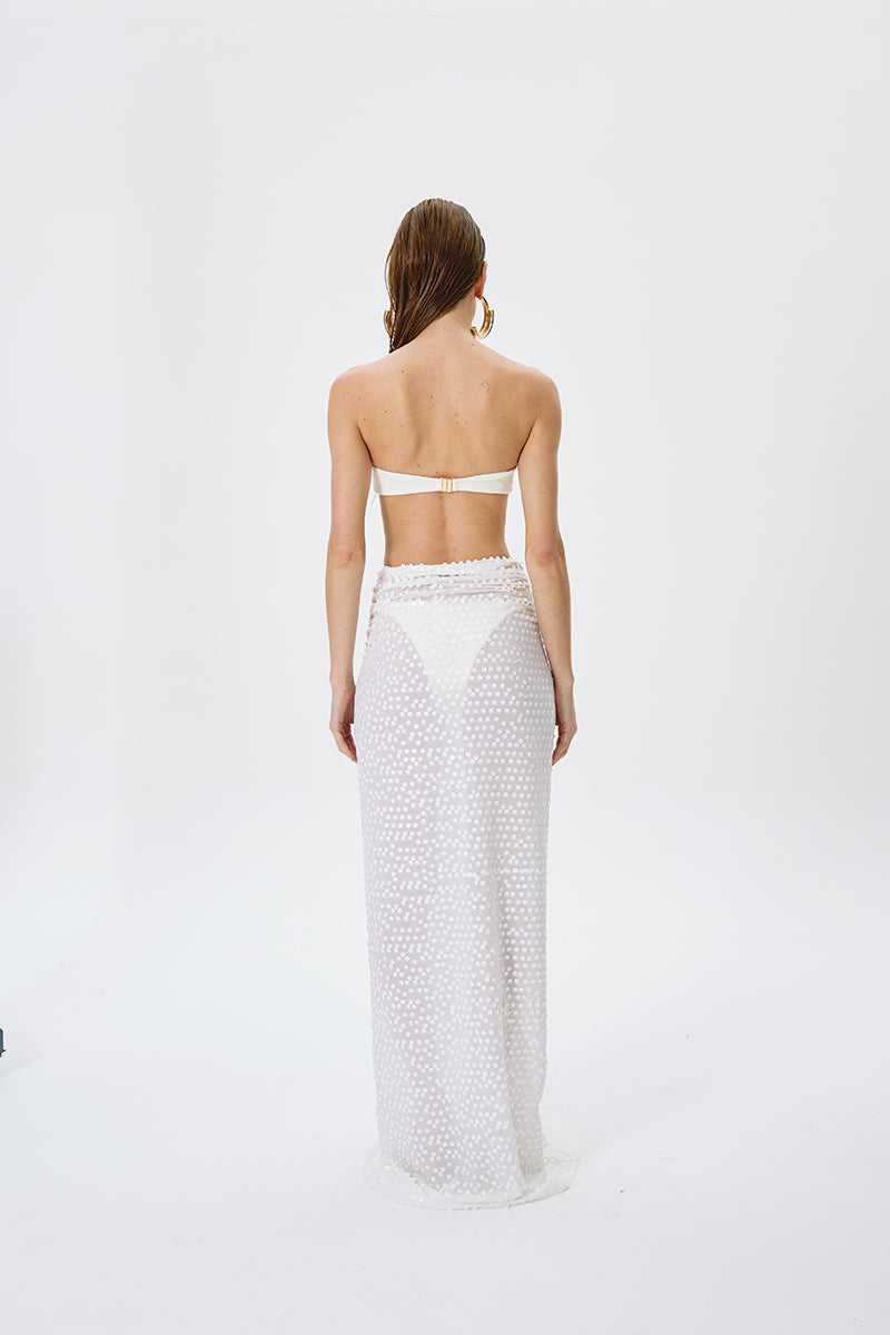 SEQUIN LIGHT MAXI SKIRT IN WHITE