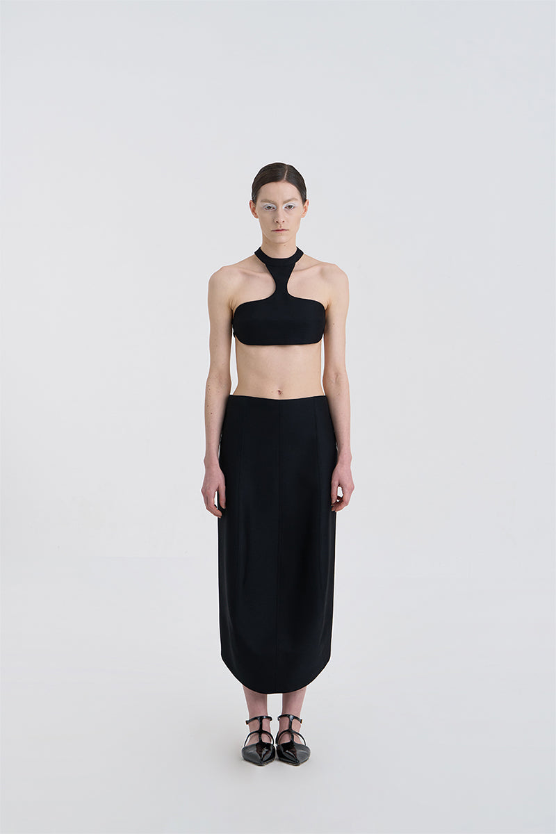 MORPH WOOL SILK SKIRT IN BLACK