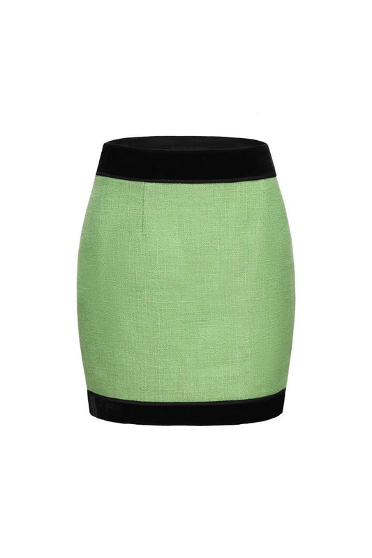 MICHELLE GREEN TWEED MINI SKIRT