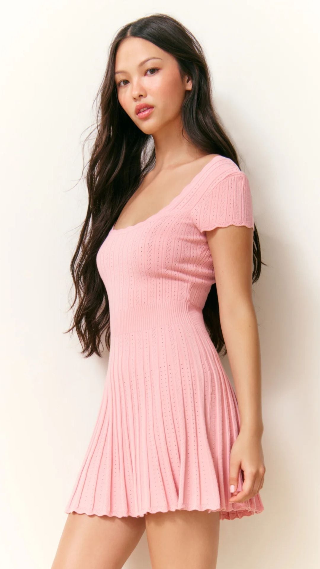 Evaluna Stretch Pointelle Mini Dress