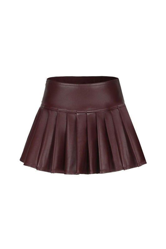MIRABEL BROWN FAUX LEATHER MINI SKIRT