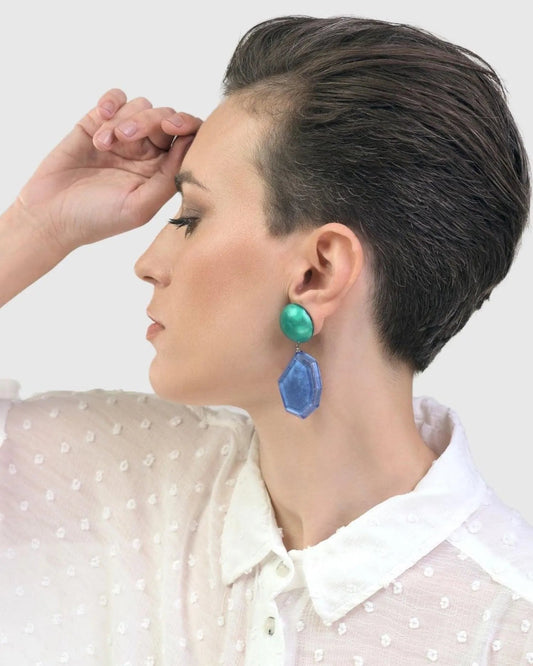 Sea & Sky Drop Earrings, Green/blue