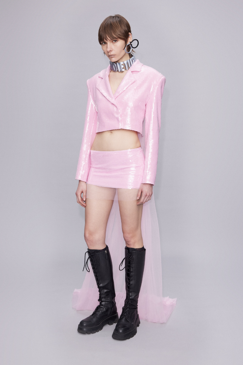 SEQUINED MINI SKIRT WITH TULLE DETAIL