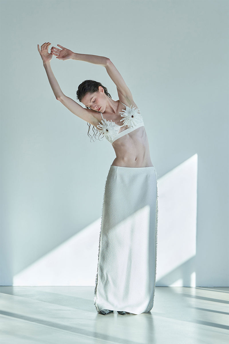 PAPPUS TWEED MAXI SKIRT IN IVORY