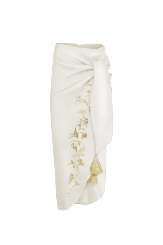 LILIES PAREO SKIRT IN WHITE GOLD