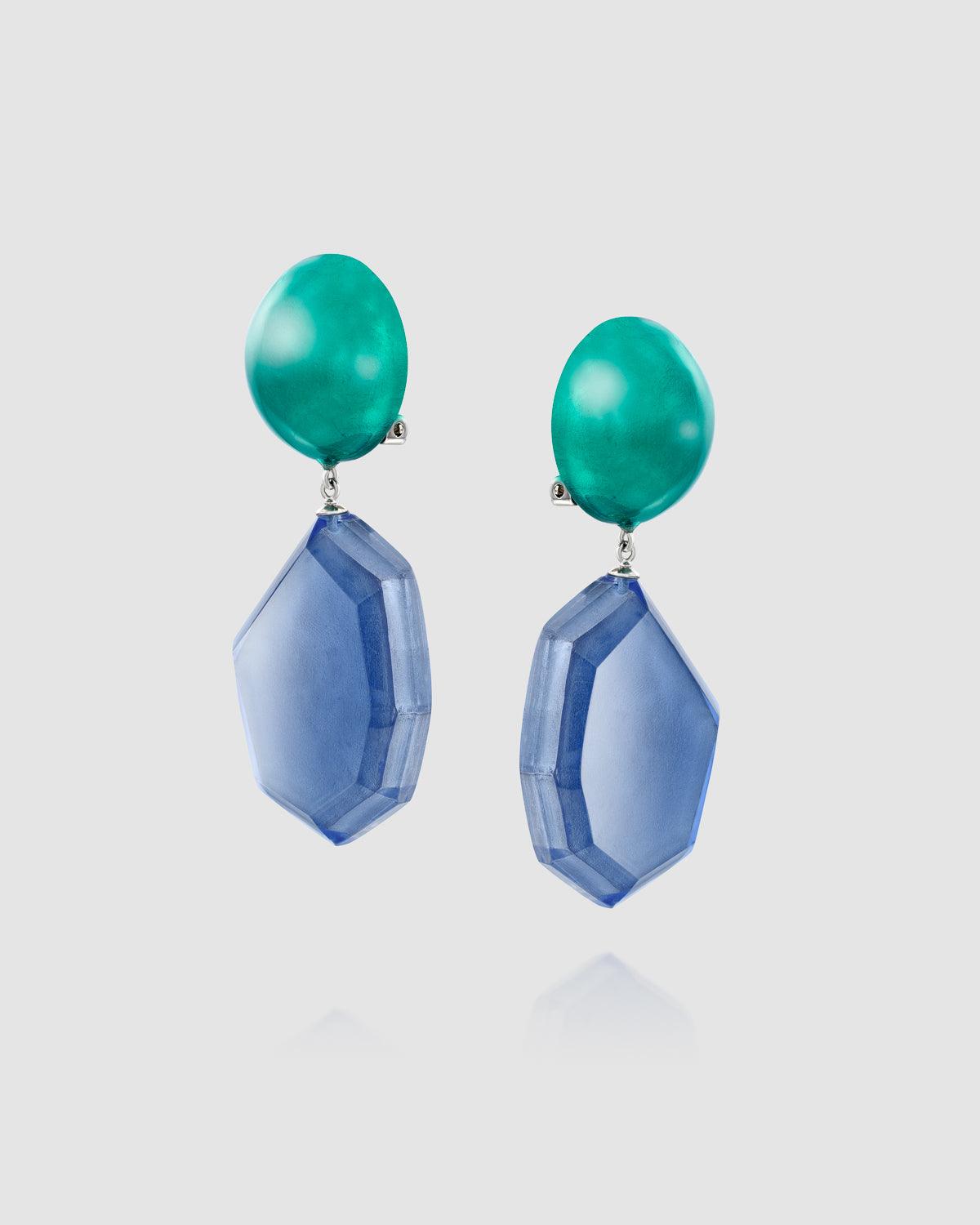 Sea & Sky Drop Earrings, Green/blue