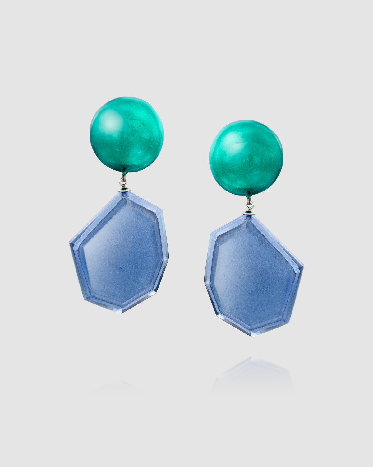 Sea & Sky Drop Earrings, Green/blue