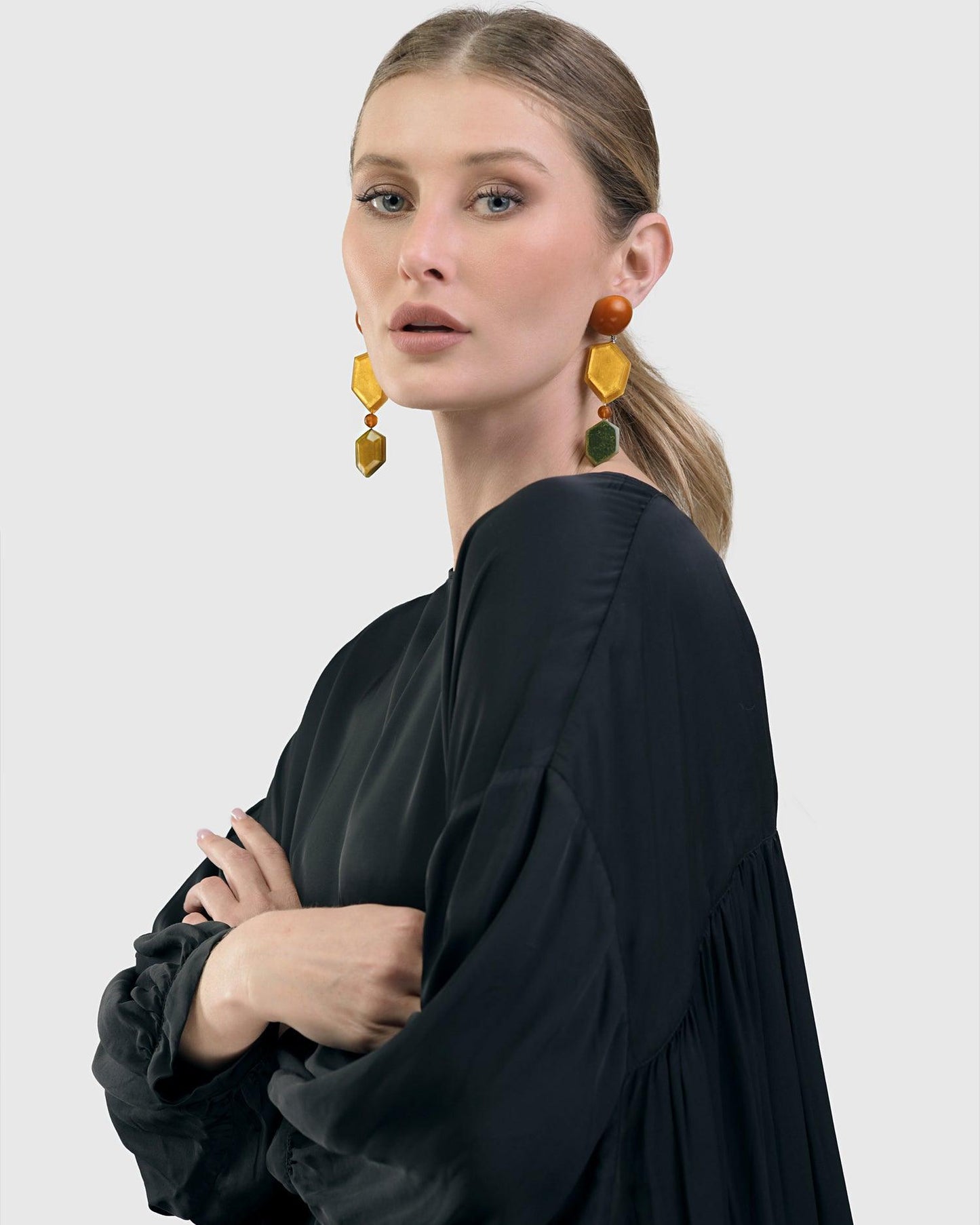 Spice Drop Earrings, Gold Multi