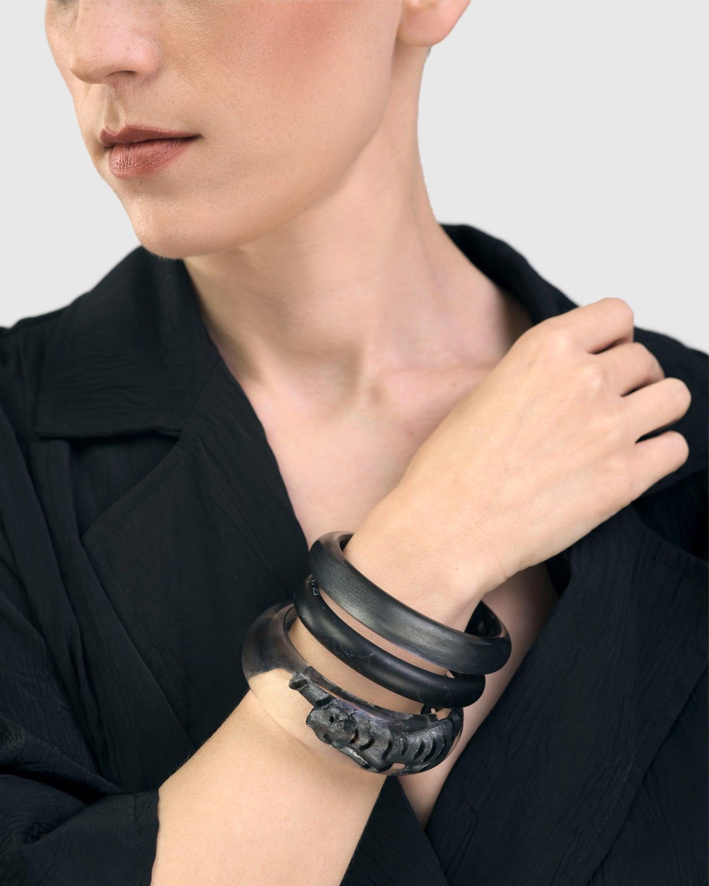 Silver Bangle Bracelet, Metallic