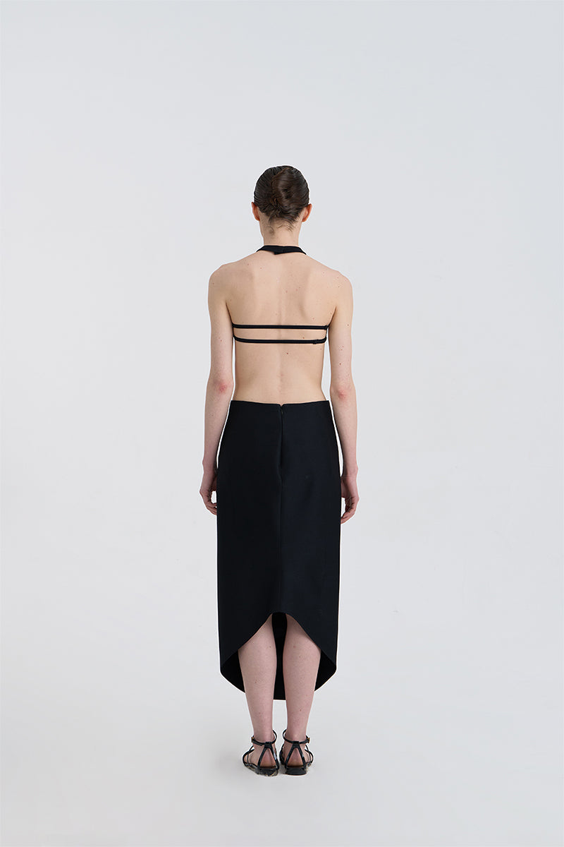 MORPH WOOL SILK SKIRT IN BLACK