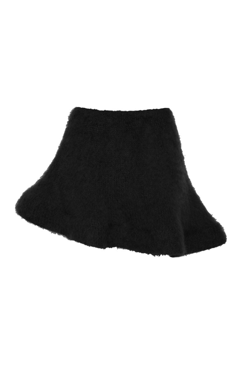 KNITTED MINI SKIRT IN BLACK