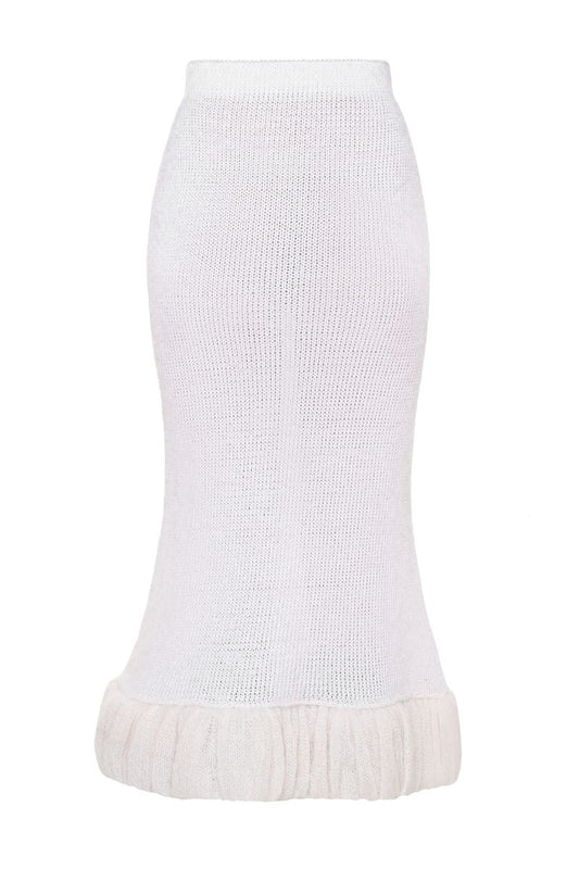 KNITTED MAXI SKIRT IN WHITE