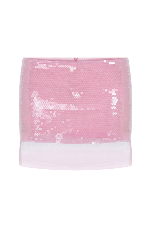 SEQUINED MINI SKIRT WITH TULLE DETAIL