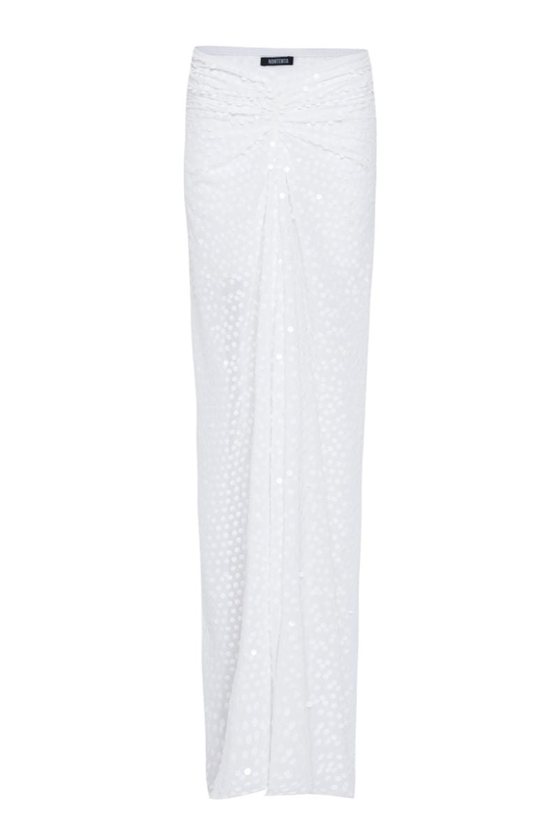 SEQUIN LIGHT MAXI SKIRT IN WHITE