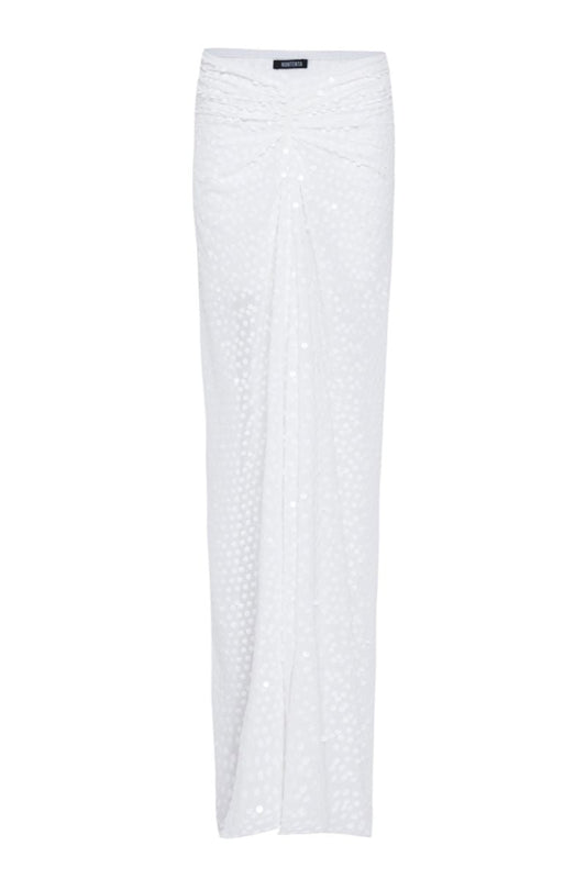 SEQUIN LIGHT MAXI SKIRT IN WHITE