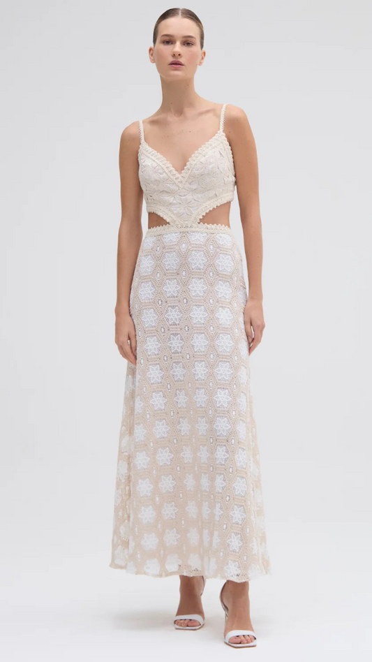 Natural Crochet Midi Dress