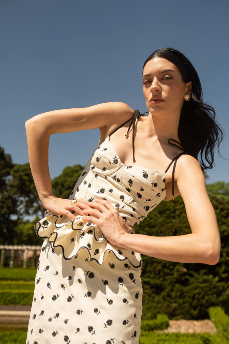 ROSITA SKIRT IN IVORY AND BLACK