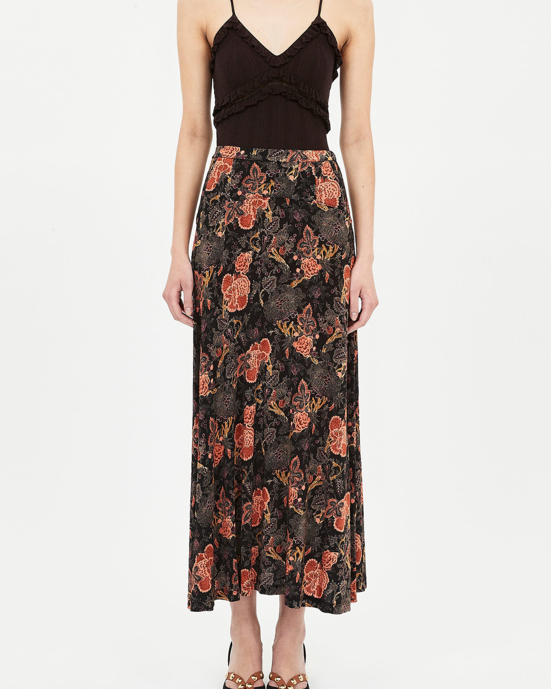 PAOLA JERSEY HIGH WAIST MIDI SKIRT