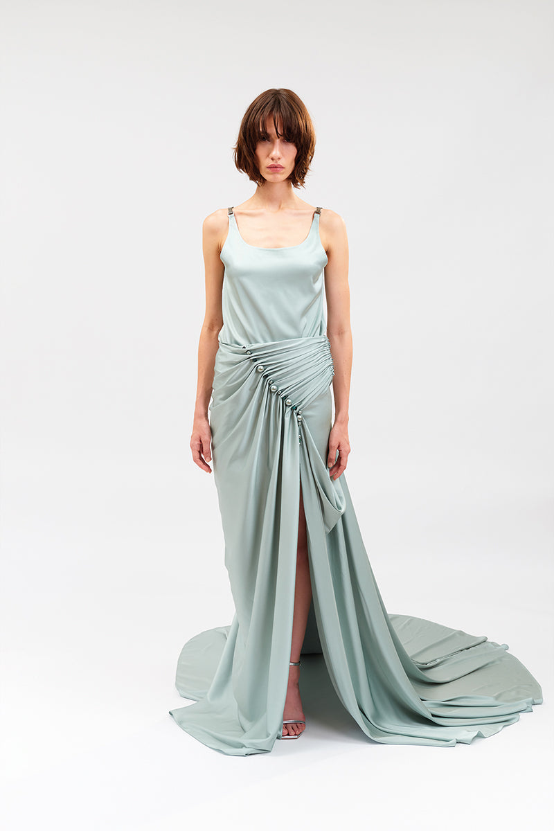 DRAPED SKIRT IN BLUE