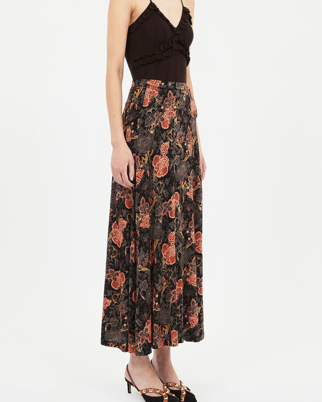 PAOLA JERSEY HIGH WAIST MIDI SKIRT