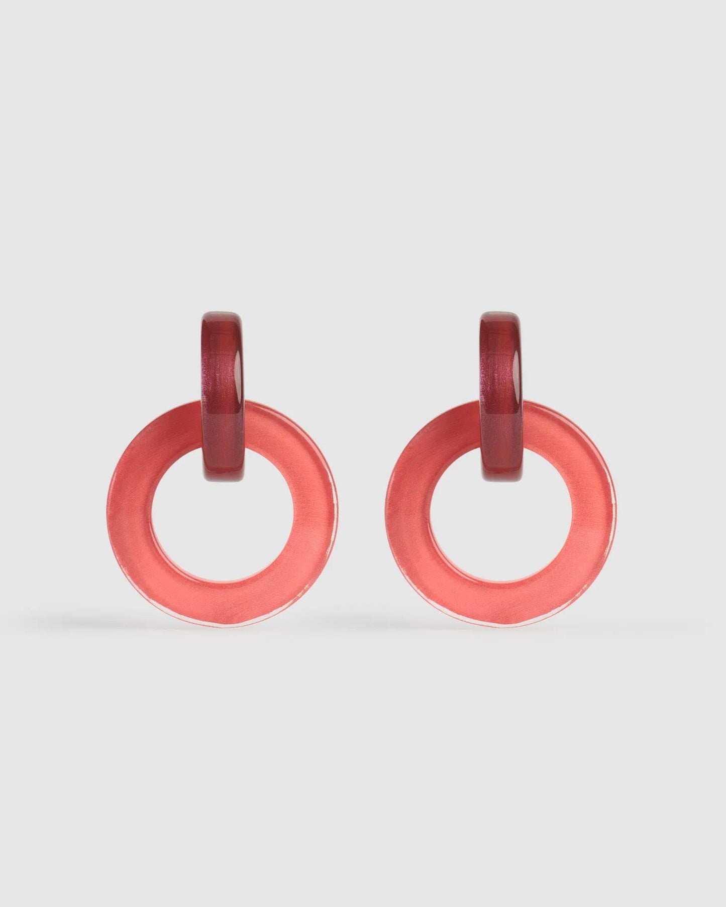 Circle Duet Earrings, Coral
