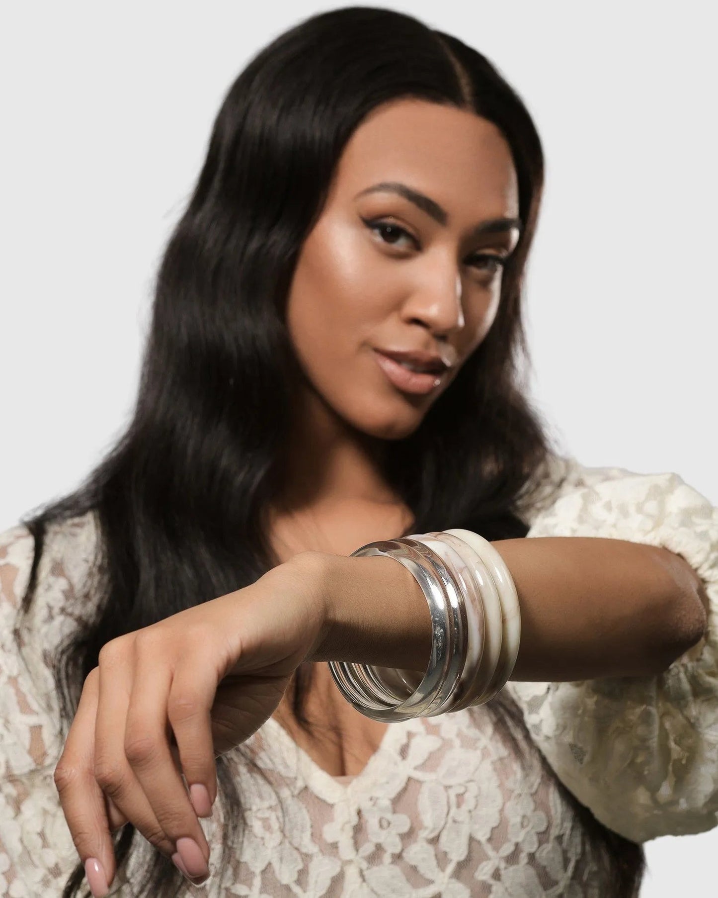 Rounded Bangle Bracelet, Oat