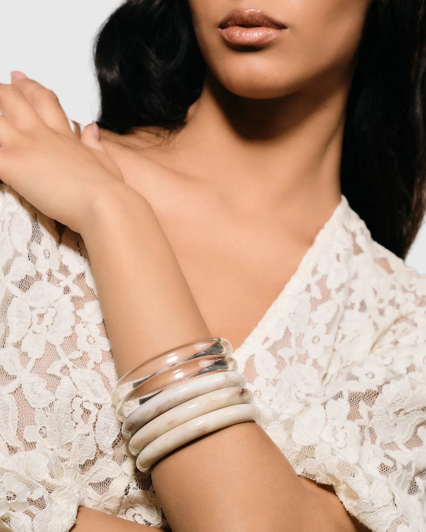 Rounded Bangle Bracelet, Oat