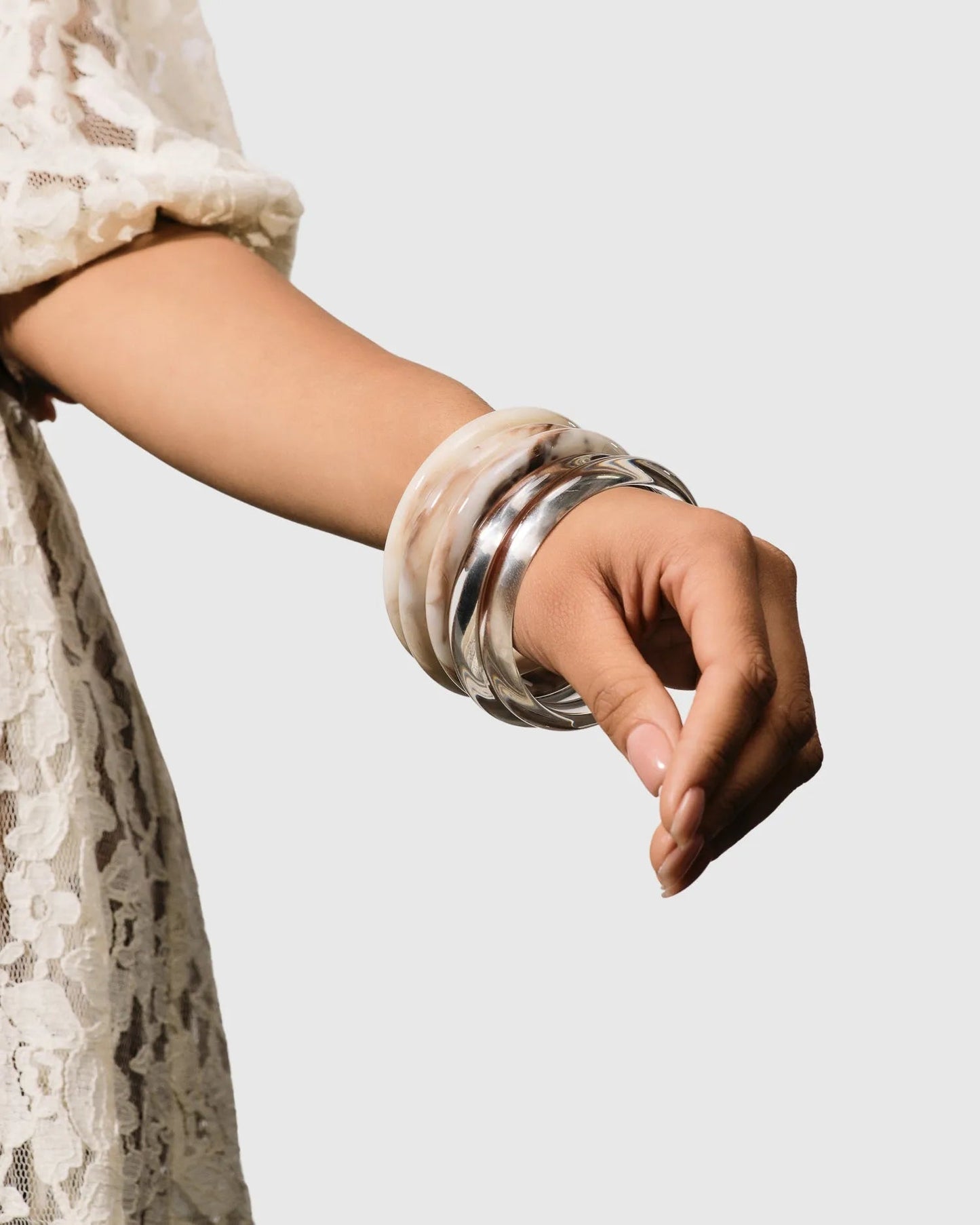 Rounded Bangle Bracelet, Oat