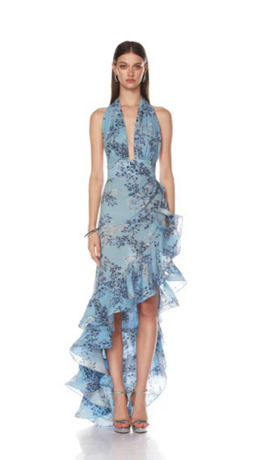 Bronte Blue Poppy Maxi Dress