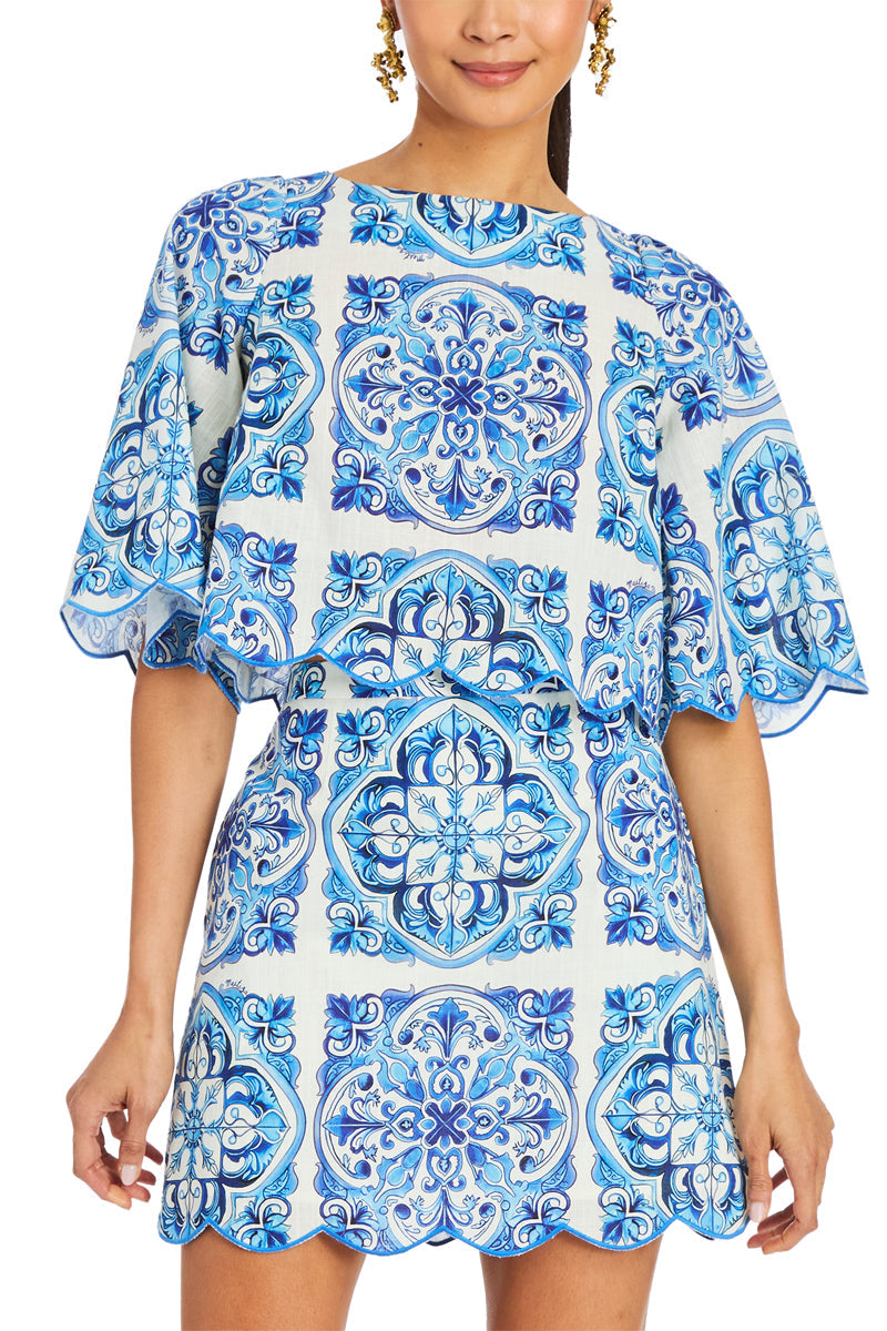 PILAR MINI SKIRT IN AZULEJO BLUE
