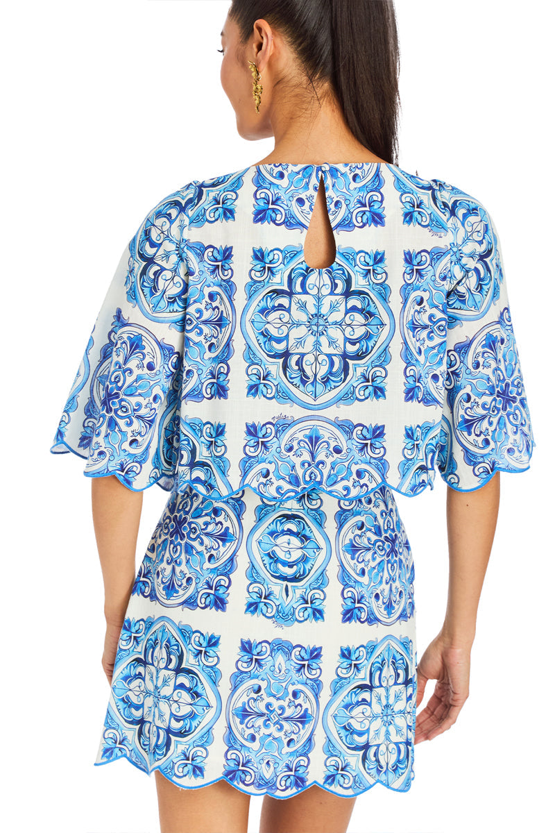 PILAR MINI SKIRT IN AZULEJO BLUE