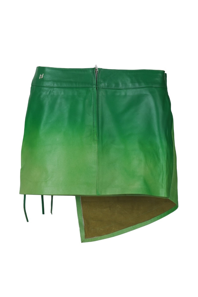 CELINE LEATHER SKIRT IN GREEN OMBRE