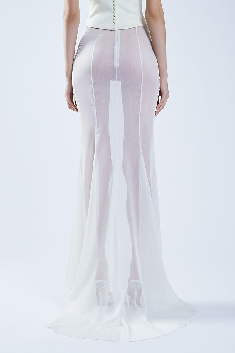 CLASSIC FISHTAIL WHITE MAXI SKIRT